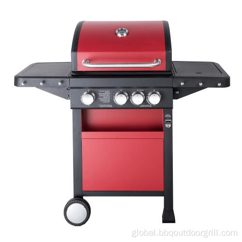 Gas Grill and Smoker Combo 3 Burners Red Gas Grill with Side Burner Supplier